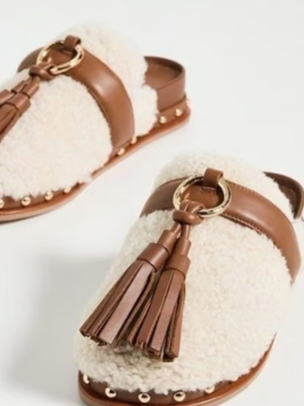 ULLA JOHNSON Ruby Shearling Slide in Cream 7.5 $695